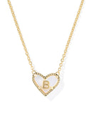 Kendra Scott Heart Letter B Gold Ivory Mother of Pearl Short Pendant Necklace