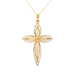 Milgrain Edge Marquise Shape Cross Pendant