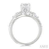 Round & Pear Shape Accent Semi-Mount Engagement Ring