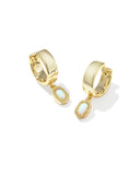 Kendra Scott Mini Ellie Wide Huggies, Bright White Lab-Grown Opal