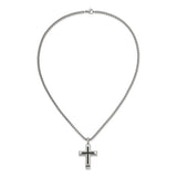 Stainless Steel Black CZ Cross Pendant