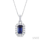 Diamond Halo Sapphire Birthstone Pendant - September