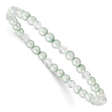 Children's Green Bead & Crystal Stretch Bracelet