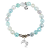 Aqua Agate Gemstone Bracelet with Infinite Protection Sterling Silver Charm
