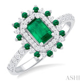 Emerald & Diamond Halo Ring