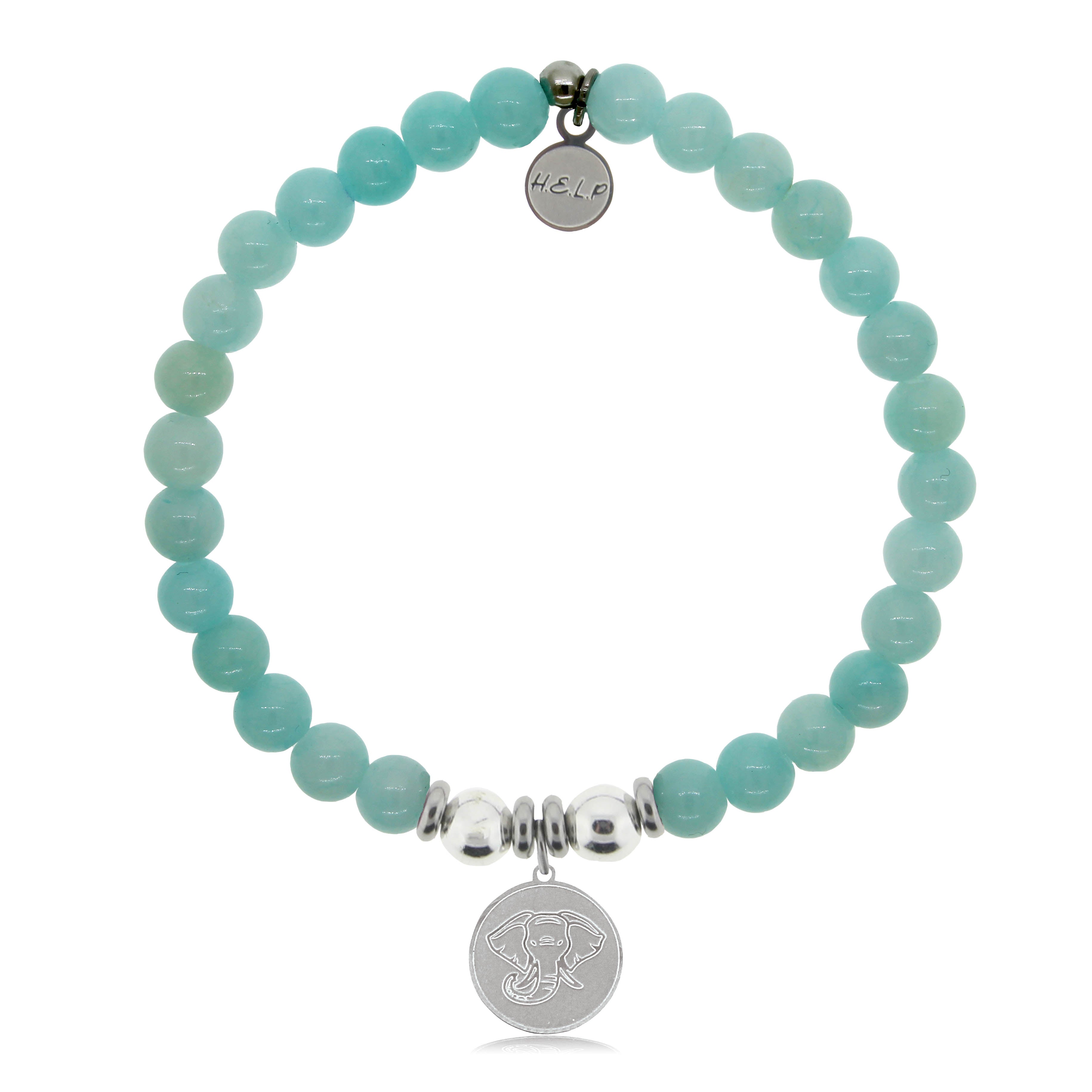 HELP Collection: Lucky Elephant Charm with Baby Blue Quartz Beads Charity Bracelet