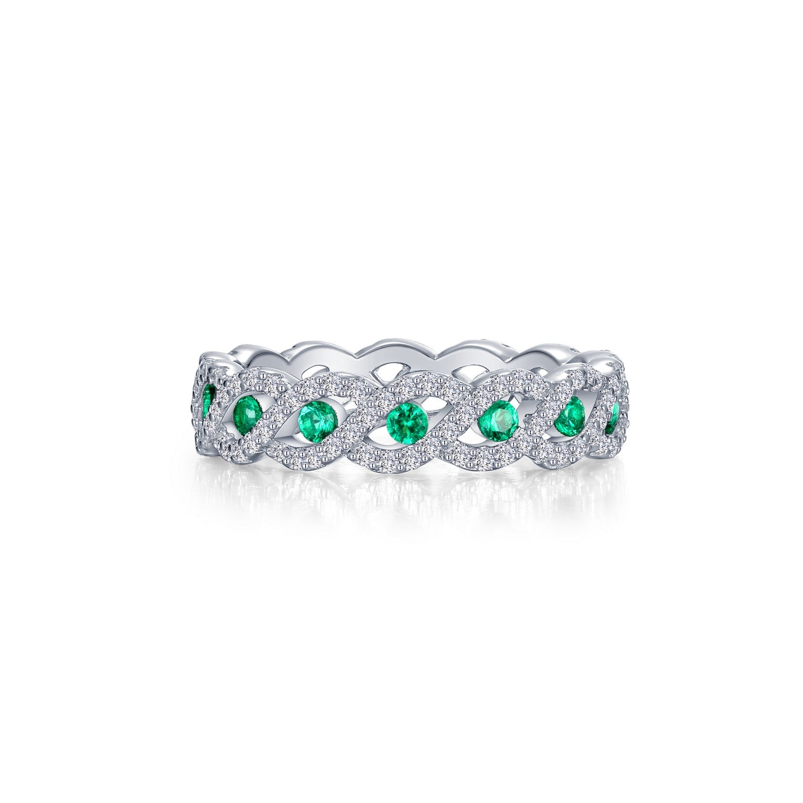 SS 1.82ctw Simulated Diamond and Emerald Twist Eternity Band