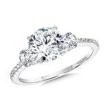 14kw Round 3 Stone Diamond Engagement Ring Semi Mount with Round Accent Diamonds on Shank