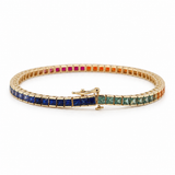 Lab-Grown Rainbow Sapphire Tennis Bracelet, 7.25"