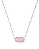 Kendra Scott Elisa Silver Pendant Necklace in Carnation Kyocera Opal