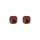 Checkerboard Cut Garnet Studs