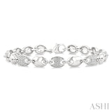 Silver & Diamond Mariner Link Bracelet, 7"