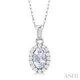 Diamond Halo White Topaz Birthstone Pendant - April