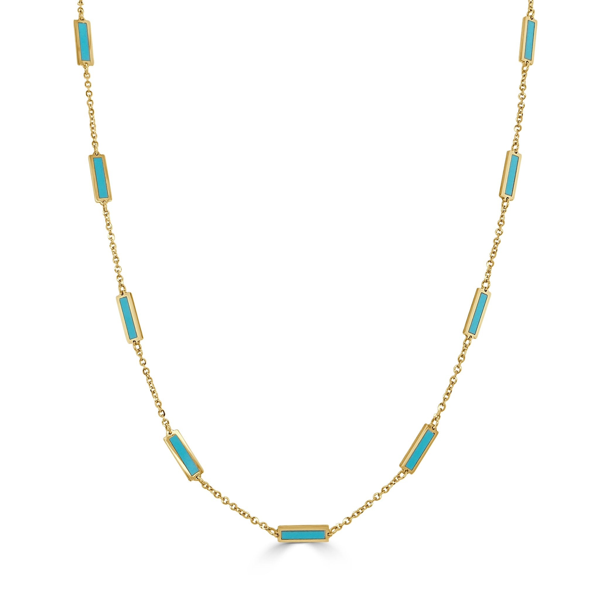 Turquoise Station Bar Necklace, 18"
