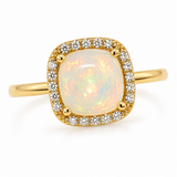 Opal & Diamond Halo Ring