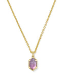 Kendra Scott Hallie Gold Short Pendant Necklace in Purple Watercolor Illusion