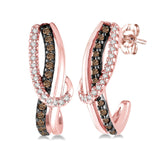 Rose Gold Chocolate & White Diamond Earrings