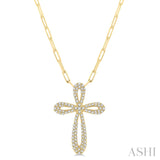 Diamond Latin Cross Pendant on Paperclip Chain