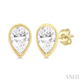 Pear Diamond Bezel Stud Earrings