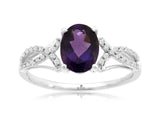 Amethyst & Diamond Crossed Shank Ring