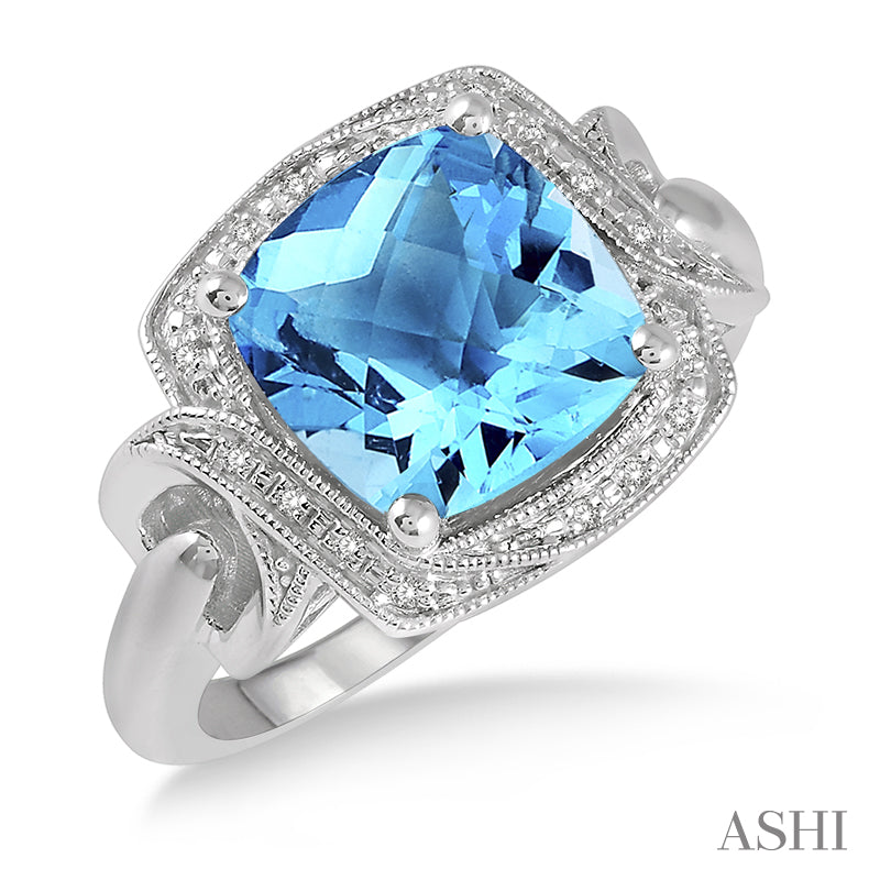 Sterling Silver Blue Topaz Diamond Accent Ring