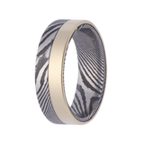Damascus 7mm Flat Band with 3.5mm 14ky Edge Overlay