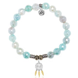 Aqua Agate Gemstone Bracelet with Dreamcatcher Sterling Silver Charm