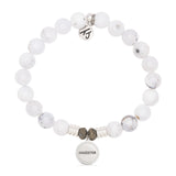 White Chalcedony Gemstone Bracelet with Endless Love Daughter Sterling Silver Charm