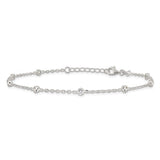 Silver CZ Station Anklet, 10-11"