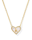 Kendra Scott Heart Letter K Gold Ivory Mother of Pearl Short Pendant Necklace