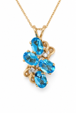 Blue Topaz & Diamond Ribbon Pendant