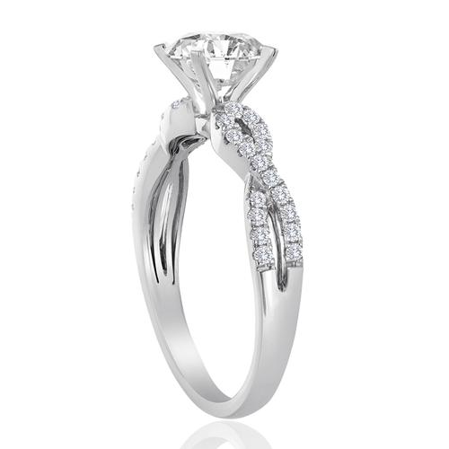 Round Diamond Pave Twist Semi-Mount Engagement Ring