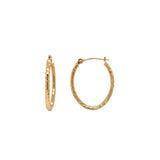 Diamond-Cut Oval Hoop Earrings