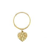 Gold Dangle Heart Charm Ring