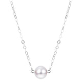 15" Silver Akoya Pearl by Pearl Starter Necklace, 7-7.5mm