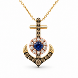 Le Vian® Sapphire, Chocolate Diamonds® & Nude Diamonds™ Honey Gold® Anchor Necklace