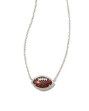 Kendra Scott Football Silver Short Pendant Necklace in Orange Goldstone