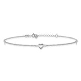 White Gold Heart Link Anklet