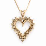 Gold Champagne Diamond Heart Pendant