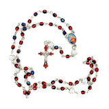 Red & Blue Czech Glass Bead Rosary