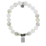 Initially Yours White Chalcedony Bracelet with Letter I Sterling Silver Charm