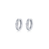 High Polished Huggie Earrings SS w/ Platinum Bonding