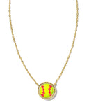 Kendra Scott Softball Short Pendant Necklace in Chartreuse Magnesite