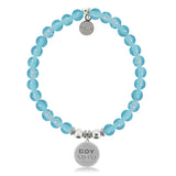HELP Collection: Boy Mom Charm with Blue Glass Shimmer Charity Bracelet