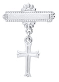 Children's Sterling Silver Bar Pin with Cross Dangle