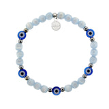 Career Girl Charity Bracelet: Blue Selenite with Evil Eye Charity Stacker