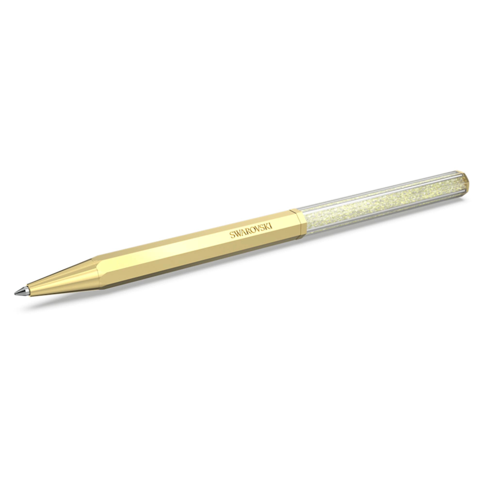 Swarovski Crystalline ballpoint pen, Octagon shape, Gold tone, Gold-tone plated