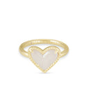 Kendra Scott Ari Heart Gold Band Ring in Iridescent Drusy, Size 7