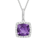 Amethyst & Diamond Halo Pendant