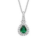 Emerald Halo Drop Pendant
